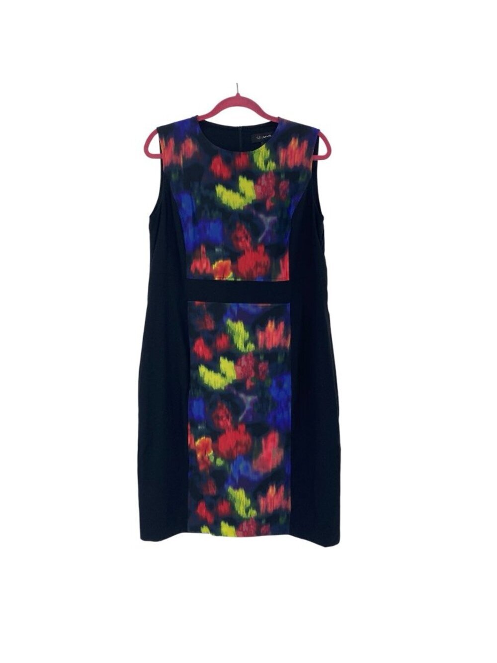St. John Womens Size 14 Abstract Watercolor Silk Sleeveless Sheath Dress Career